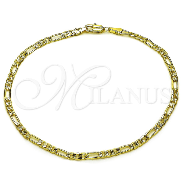 Gold Filled Bracelet — Basic Bracelet Figaro Concave Design Diamond Cutting 04. — main product view — SKU 165375 | Oro Laminado brazalete — básico Bracelet Figaro Concave diseño Diamond Cutting 04. — SKU 165375