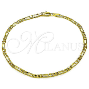 Gold Filled Bracelet — Basic Bracelet Figaro Concave Design Diamond Cutting 04. — main product view — SKU 165375 | Oro Laminado brazalete — básico Bracelet Figaro Concave diseño Diamond Cutting 04. — SKU 165375
