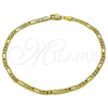 Oro Laminado Basic Bracelet, Gold Filled Style Figaro Concave Design, Diamond Cutting Finish, Golden Finish, 04.213.0374.10 (Thickness, 10 Inches Length)
