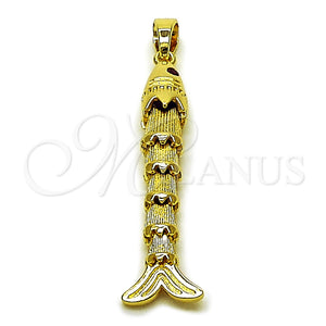 Gold Filled Pendant — Fancy Pendant Fish Design with Ruby Cubic Zirconia — main product view — SKU 165377 | Oro Laminado dije — elegante Pendant Fish diseño with Ruby Cubic Zirconia — SKU 165377
