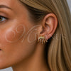 Oro Laminado Stud Earring, Gold Filled Style with Multicolor Cubic Zirconia, Polished, Golden Finish, 02.204.0085