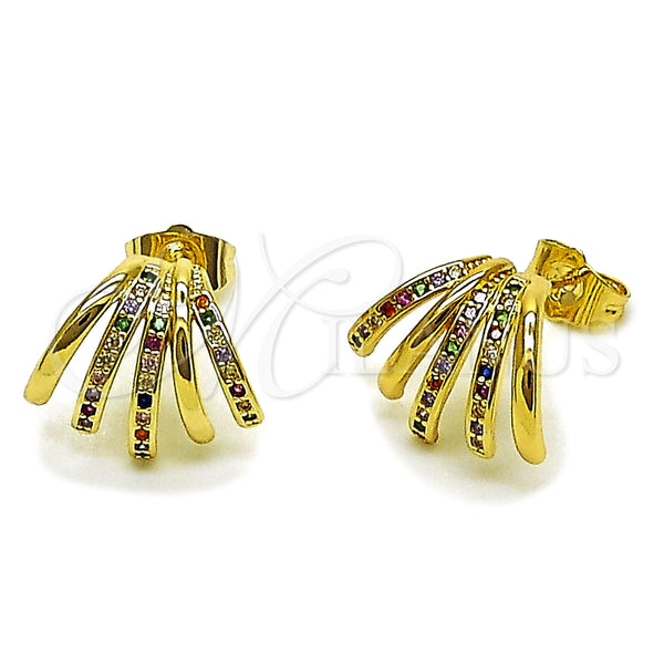Gold Filled Ring — Stud Earring with Multicolor Cubic Zirconia Polished 02. — main product view — SKU 165378 | Oro Laminado anillo — Stud Earring with Multicolor Cubic Zirconia pulido 02. — SKU 165378