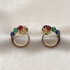 Oro Laminado Stud Earring, Gold Filled Style with Multicolor Cubic Zirconia, Polished, Golden Finish, 02.204.0086