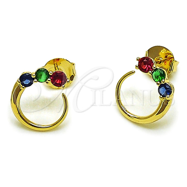 Gold Filled Ring — Stud Earring with Multicolor Cubic Zirconia Polished 02. — main product view — SKU 165379 | Oro Laminado anillo — Stud Earring with Multicolor Cubic Zirconia pulido 02. — SKU 165379