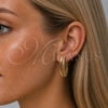 Oro Laminado Huggie Hoop, Gold Filled Style with White Cubic Zirconia, Polished, Golden Finish, 02.204.0087.35