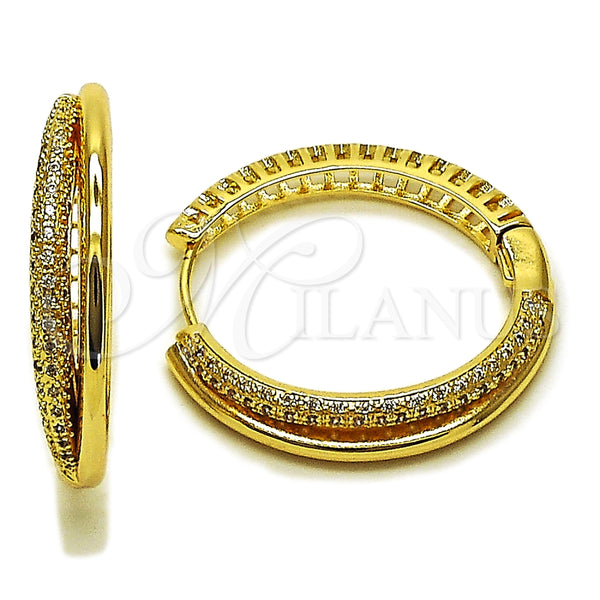 Gold Filled Hoop Earrings — Huggie Hoop with White Cubic Zirconia Polished 02. — main product view — SKU 165380 | Oro Laminado aretes de aro — Huggie Hoop with blanco Cubic Zirconia pulido 02. — SKU 165380