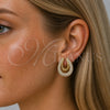 Oro Laminado Stud Earring, Gold Filled Style with White Cubic Zirconia, Polished, Golden Finish, 02.204.0088