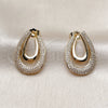 Oro Laminado Stud Earring, Gold Filled Style with White Cubic Zirconia, Polished, Golden Finish, 02.204.0088