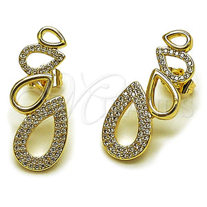 Gold Filled Ring — Stud Earring Teardrop Design with White Micro Pave — main product view — SKU 165382 | Oro Laminado anillo — Stud Earring Teardrop diseño with blanco Micro Pave — SKU 165382