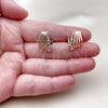 Oro Laminado Stud Earring, Gold Filled Style with White Micro Pave, Polished, Golden Finish, 02.204.0090