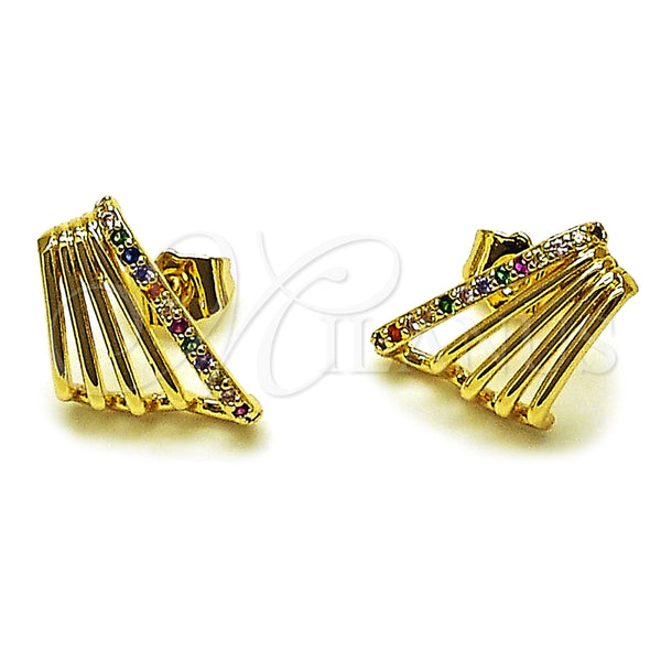 Gold Filled Ring — Stud Earring with White Micro Pave Polished 02. — main product view — SKU 165383 | Oro Laminado anillo — Stud Earring with blanco Micro Pave pulido 02. — SKU 165383