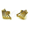 Oro Laminado Stud Earring, Gold Filled Style with White Micro Pave, Polished, Golden Finish, 02.204.0090
