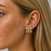 Oro Laminado Small Hoop, Gold Filled Style Star Design, with White Micro Pave, Polished, Golden Finish, 02.204.0091.16