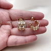 Oro Laminado Small Hoop, Gold Filled Style Star Design, with White Micro Pave, Polished, Golden Finish, 02.204.0091.16