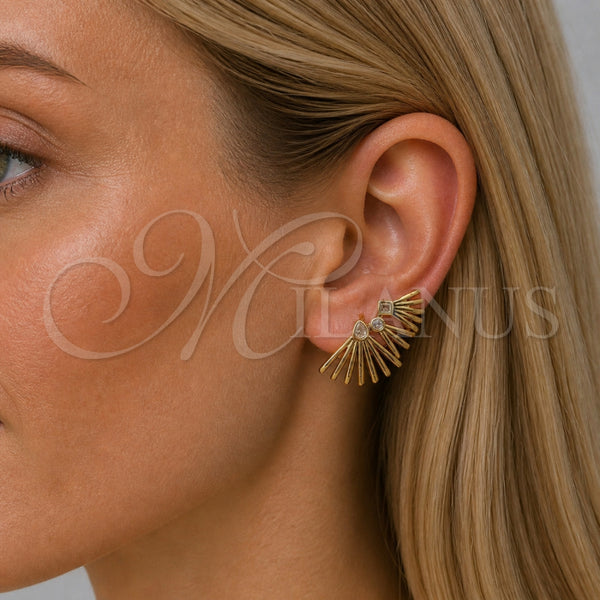 Gold Filled Ring — Stud Earring Teardrop Design with White Cubic Zirconia — alternate product view — SKU 165385 | Oro Laminado anillo — Stud Earring Teardrop diseño with blanco Cubic Zirconia — SKU 165385