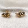 Oro Laminado Stud Earring, Gold Filled Style Teardrop Design, with White Cubic Zirconia, Polished, Golden Finish, 02.204.0092