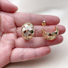 Oro Laminado Stud Earring, Gold Filled Style with White Cubic Zirconia, Polished, Golden Finish, 02.204.0094