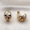 Oro Laminado Stud Earring, Gold Filled Style with White Cubic Zirconia, Polished, Golden Finish, 02.204.0094