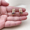 Oro Laminado Stud Earring, Gold Filled Style Baguette Design, with Multicolor Cubic Zirconia, Polished, Golden Finish, 02.204.0095