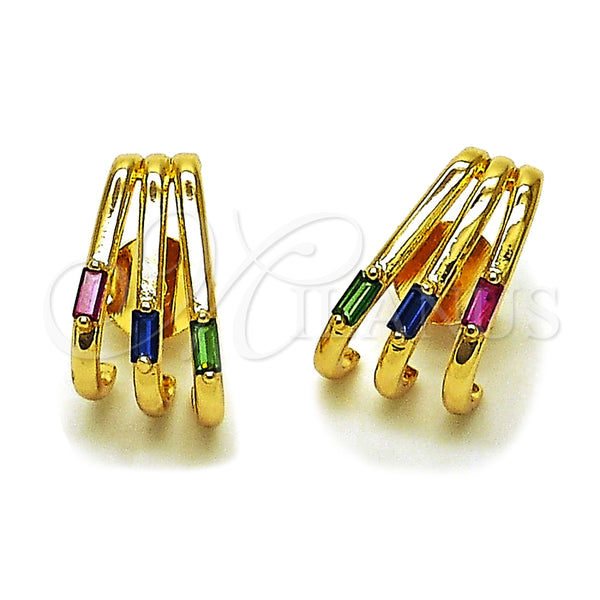 Gold Filled Ring — Stud Earring Baguette Design with Multicolor Cubic Zirconia — main product view — SKU 165388 | Oro Laminado anillo — Stud Earring Baguette diseño with Multicolor Cubic Zirconia — SKU 165388