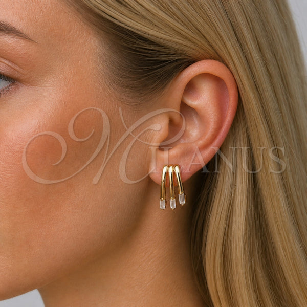 Gold Filled Ring — Stud Earring Baguette Design with White Cubic Zirconia — alternate product view — SKU 165389 | Oro Laminado anillo — Stud Earring Baguette diseño with blanco Cubic Zirconia — SKU 165389