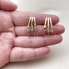 Oro Laminado Stud Earring, Gold Filled Style Baguette Design, with White Cubic Zirconia, Polished, Golden Finish, 02.204.0095.1