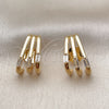 Oro Laminado Stud Earring, Gold Filled Style Baguette Design, with White Cubic Zirconia, Polished, Golden Finish, 02.204.0095.1