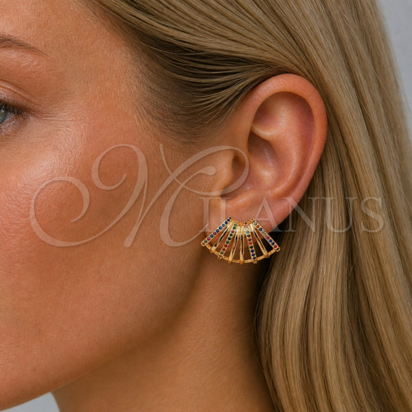 Gold Filled Ring — Stud Earring with Multicolor Cubic Zirconia Polished 02. — alternate product view — SKU 165390 | Oro Laminado anillo — Stud Earring with Multicolor Cubic Zirconia pulido 02. — SKU 165390