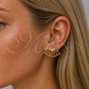Oro Laminado Stud Earring, Gold Filled Style with Multicolor Cubic Zirconia, Polished, Golden Finish, 02.204.0096