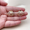 Oro Laminado Stud Earring, Gold Filled Style with White Cubic Zirconia, Polished, Golden Finish, 02.204.0096.1