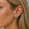 Oro Laminado Stud Earring, Gold Filled Style with White Cubic Zirconia, Polished, Golden Finish, 02.204.0097