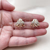 Oro Laminado Stud Earring, Gold Filled Style with White Cubic Zirconia, Polished, Golden Finish, 02.204.0097