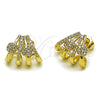 Oro Laminado Stud Earring, Gold Filled Style with White Cubic Zirconia, Polished, Golden Finish, 02.204.0097