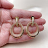 Oro Laminado Stud Earring, Gold Filled Style with White Cubic Zirconia, Polished, Golden Finish, 02.204.0099