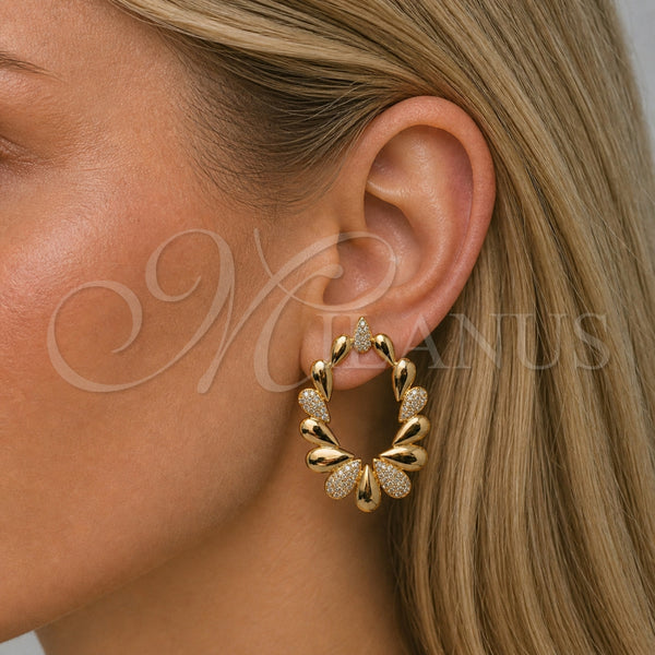 Gold Filled Ring — Stud Earring Teardrop Design with White Micro Pave — alternate product view — SKU 165395 | Oro Laminado anillo — Stud Earring Teardrop diseño with blanco Micro Pave — SKU 165395