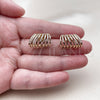 Oro Laminado Stud Earring, Gold Filled Style with White Micro Pave, Polished, Golden Finish, 02.204.0101