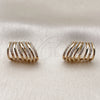 Oro Laminado Stud Earring, Gold Filled Style with White Micro Pave, Polished, Golden Finish, 02.204.0101