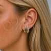 Oro Laminado Stud Earring, Gold Filled Style with White Micro Pave, Polished, Golden Finish, 02.204.0102
