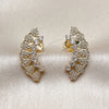 Oro Laminado Stud Earring, Gold Filled Style Teardrop Design, with White Cubic Zirconia and White Micro Pave, Polished, Golden Finish, 02.204.0104