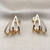 Oro Laminado Stud Earring, Gold Filled Style Teardrop Design, with White Micro Pave, Polished, Golden Finish, 02.204.0106