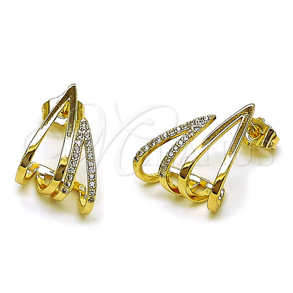 Gold Filled Ring — Stud Earring Teardrop Design with White Micro Pave — main product view — SKU 165401 | Oro Laminado anillo — Stud Earring Teardrop diseño with blanco Micro Pave — SKU 165401