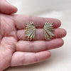 Oro Laminado Stud Earring, Gold Filled Style Leaf Design, with White Micro Pave, Polished, Golden Finish, 02.204.0109