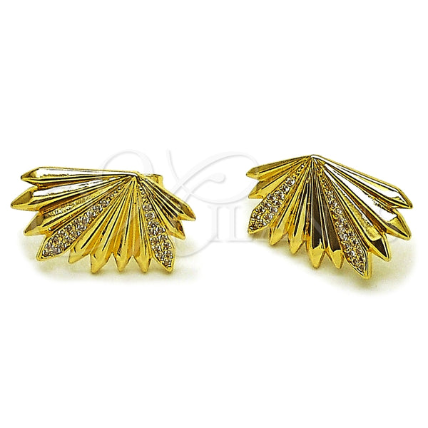 Gold Filled Ring — Stud Earring Leaf Design with White Micro Pave — main product view — SKU 165404 | Oro Laminado anillo — Stud Earring Leaf diseño with blanco Micro Pave — SKU 165404