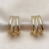 Oro Laminado Stud Earring, Gold Filled Style with White Micro Pave, Polished, Golden Finish, 02.204.0111