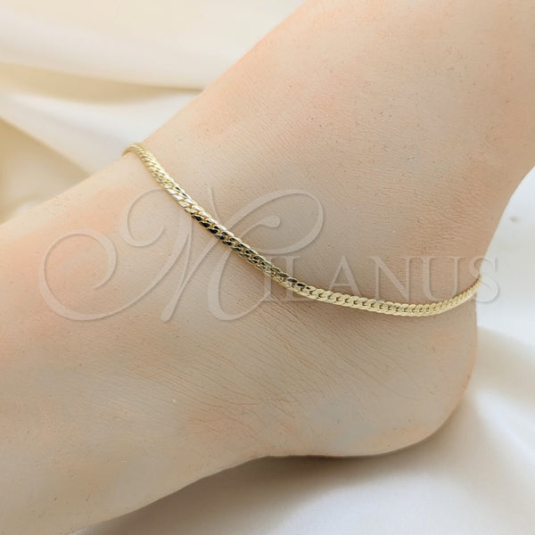 Gold Filled Anklet — Basic Anklet Miami Cuban Design Polished 03. Thickness — alternate product view — SKU 165408 | Oro Laminado tobillera — básico Anklet Miami Cuban diseño pulido 03. Thickness — SKU 165408