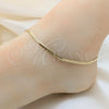 Oro Laminado Basic Anklet, Gold Filled Style Miami Cuban Design, Polished, Golden Finish, 03.419.0019.10 (Thickness, 10 Inches Length)