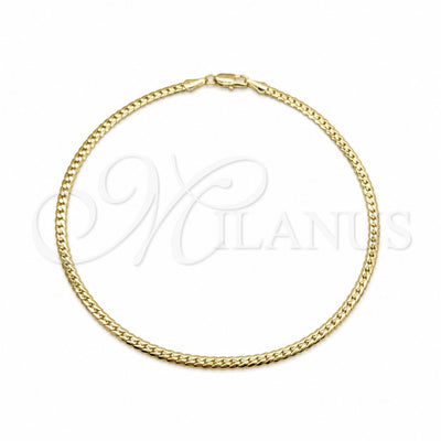 Oro Laminado Basic Anklet, Gold Filled Style Miami Cuban Design, Polished, Golden Finish, 03.419.0019.10 for wholesale, main product view