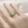 Oro Laminado Multi Stone Ring, Gold Filled Style Heart and Cluster Design, with White Cubic Zirconia and White Micro Pave, Polished, Golden Finish, 01.424.0007 (One size fits all)