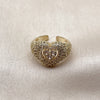 Oro Laminado Multi Stone Ring, Gold Filled Style Heart and Cluster Design, with White Cubic Zirconia and White Micro Pave, Polished, Golden Finish, 01.424.0007 (One size fits all)