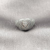 Rhodium Gold Filled Multi Stone Ring, Heart and Cluster Design, with White Cubic Zirconia and White Micro Pave, Polished, Rhodium Finish, 01.424.0007.1 (One size fits all)